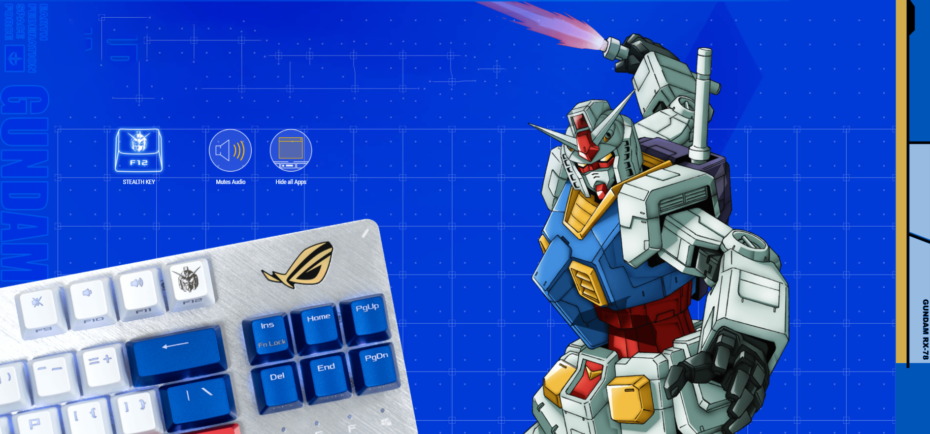 Bàn phím Asus ROG Strix Scope TKL Gundam (USB/RGB/Red sw) có thể ẩn app và âm thanh đang phát nhanh chóng